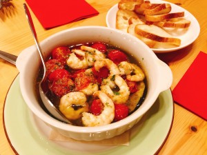 小海老と八王子産茄子のアヒージョ