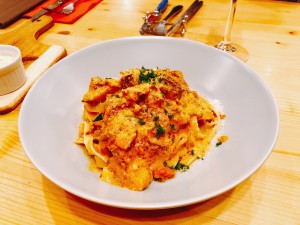 鳥取県産のイノシシのラグーソースのタリアテッレ