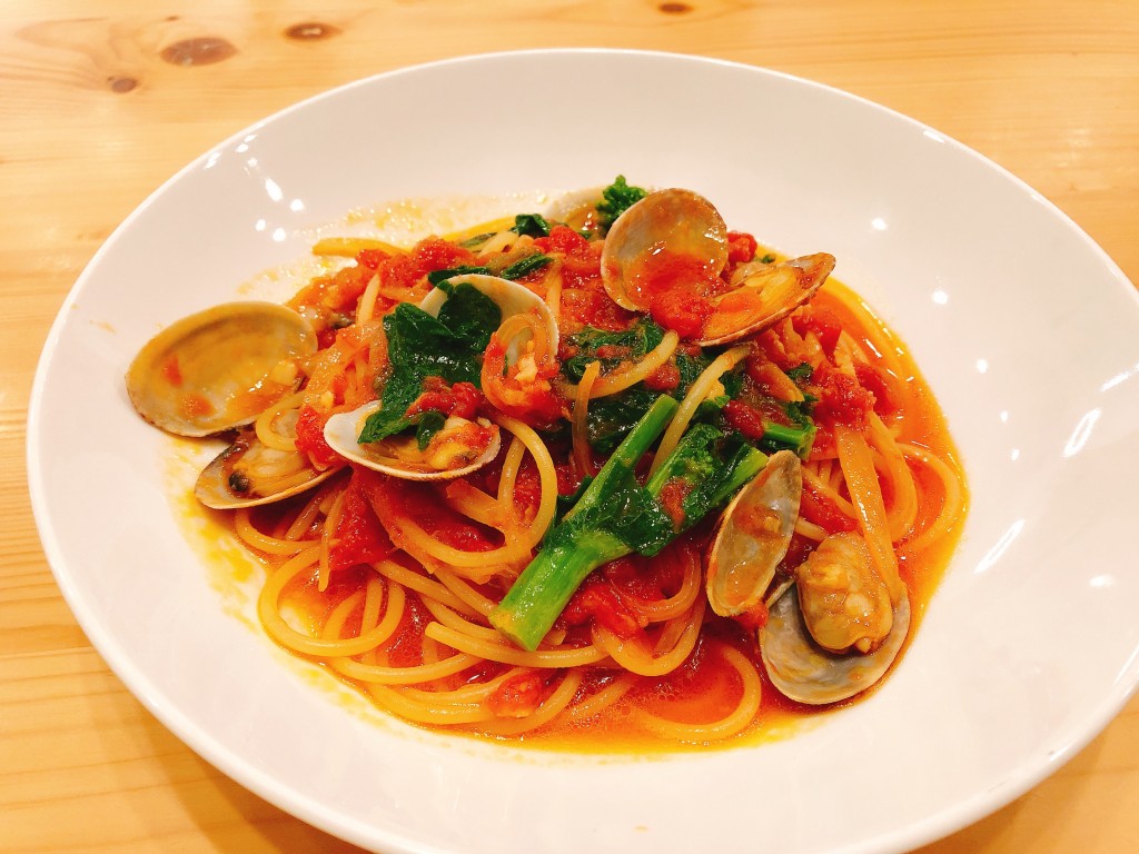 ミニコース：本日のパスタ「あさりと菜の花のボンゴレロッソ」
