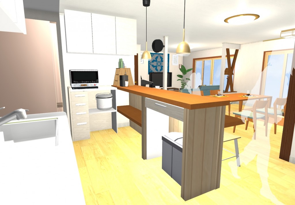 キッチン収納部分パース