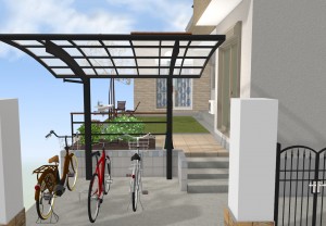 サイクルポート周辺パース（1サイズ大きくしたイメージ）